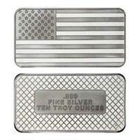 10 Ounce - American Flag .999 Fine Silver Bar