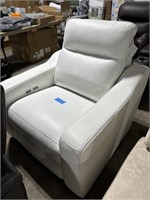 White Leather Gabrine Power Head/Foot Recliner