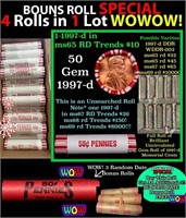 THIS AUCTION ONLY! BU Shotgun Lincoln 1c roll, 199