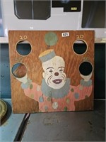 Vintage Hand Painted Clown Ball Toss Game
