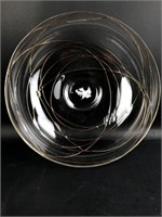 Clear Glass Bowl w/Goldtone Inlay Wire