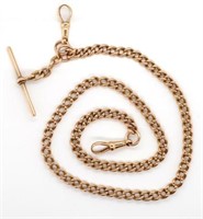 Antique 9ct rose gold fob chain and t-bar