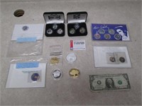 Lot of Tokens & Colorized Commemorative Coins