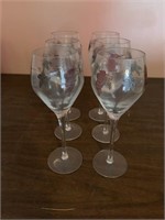 6 grape themed wine glasses