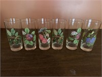 6 fruit and veggie themed glasses