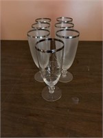 7 footed glasses with etched design and