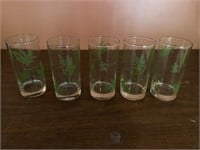 5 fern themed glasses