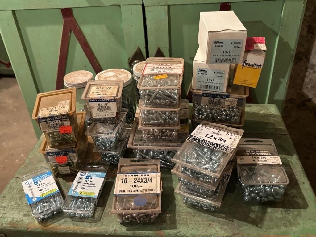 Many Many Metal Screws Various Sizes As Shown