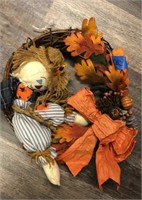 Harvest wreath with scarecrow