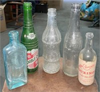 (5) Antique Bottles: Medicine, Double Dry,