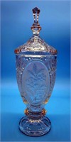 Crystal Lidded Cannister Jar w Floral Design