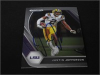 Justin Jefferson signed football card COA