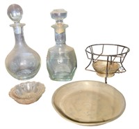 Decanters, small bowl, & other pcs - see photos