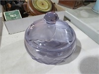 VINTAGE PURPLE FROSTED CANDY DISH W/LID