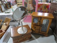 VINTAGE (2) JEWELRY BOXES & SHAVING MIRROR