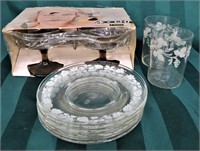 12 pc DESSERT DISHES AND LIBBEY GLASSES