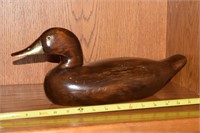 Wood & Brass carved duck decoy decor
