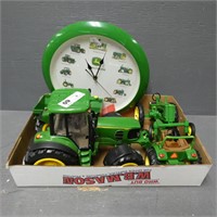 Modern John Deere Toy Tractors & Wall Clock