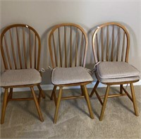 3 Wooden Kitchen Table Chairs w/ 4 Cushions