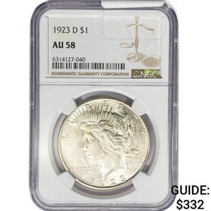 1923-D Silver Peace Dollar NGC AU58