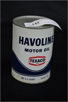 Texaco Havoline 1qt SAE 10W HD Motor Oil Can Full