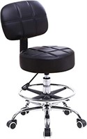 KKTONER Swivel Round Rolling Stool PU Leather