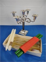 Silver Candleabra w/ Candles