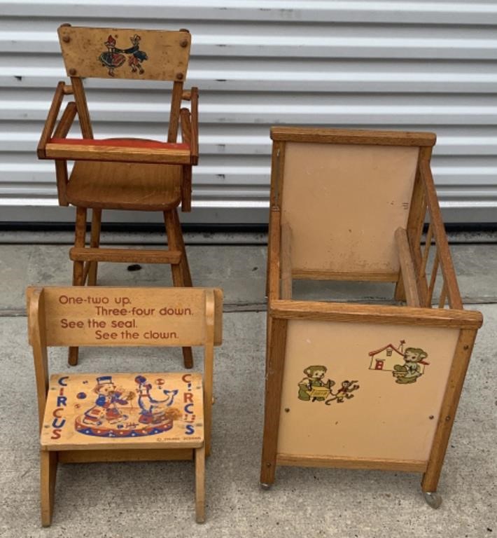 Vintage Wooden Toddler & Doll Furniture