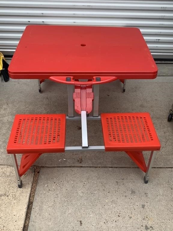 Red Folding Picnic Table IOB