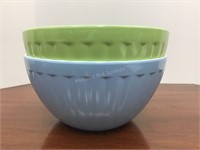 Two Like New Melamine Bowls, Blue & Green