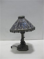 Vtg Gothic Cast Metal Stained Glass Lamp See Info