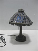 Vtg Gothic Cast Metal Stained Glass Lamp See Info