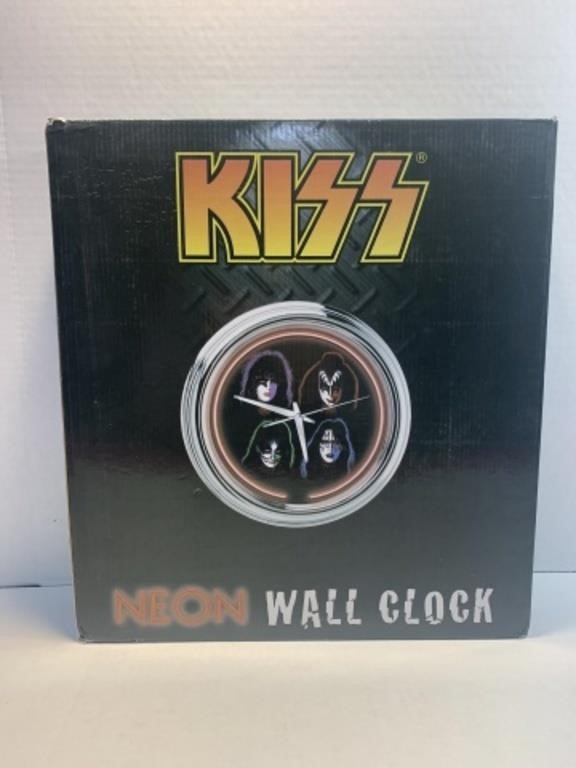 Kiss Wall Clock Chrome Rimmed With Neon Light
