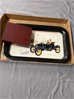 SERVING TRAY(OLD CAR), POCKET KNIFE IN BOX