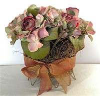 Artificial Flower Arrangement in Metal Basket