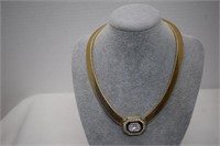 Trifari Goldtone & Clear Stone Necklace