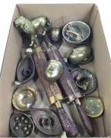 Assorted Brass Figures, Carving Sets, Dishes