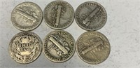6 Silver Dime Coins