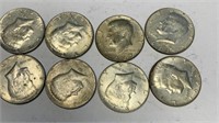 8 Kennedy Half Dollar Coins