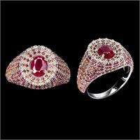 Natural Red Ruby & Sapphire Ring