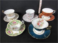 LOT OF 5 CUPS AND SAUCERS