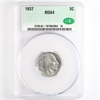 1937 Buffalo Nickel CAC MS64