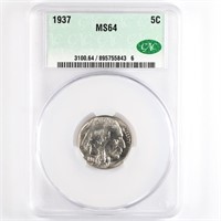 1937 Buffalo Nickel CAC MS64