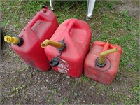 Lot of 3 Gas cans - 2 Partially Full - Unsure Age