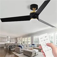 Whmetal Cover 52" Modern Ceiling Fan, Black And G