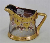 Moser amethyst to clear 3" creamer w/applied