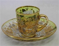 Moser decorated demitasse cup & saucer