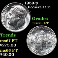 1959-p Roosevelt Dime 10c Grades GEM++ FT