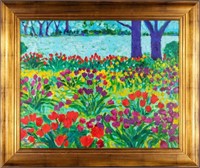 Suk Shuglie acrylic "Happy Garden" 31" x 38"