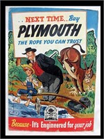 PLYMOUTH EASEL-BACK ADVERTISING TAGBOARD SIGN 22"X